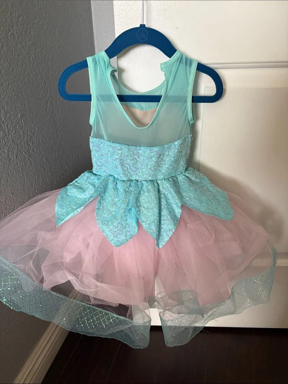 Weissman Aqua and Pink Sequin Tulle Dance Costume like new worn once